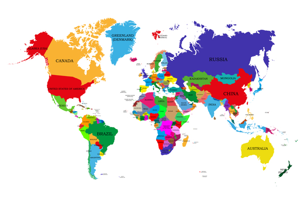 Colored world map design vector set 01