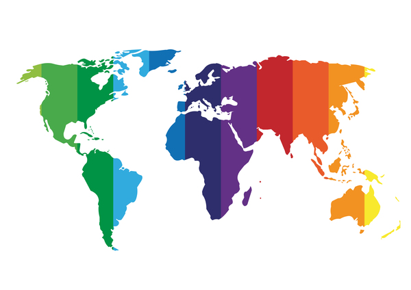 Colored world map design vector set 02