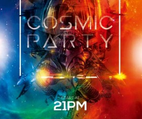 Cosmic party flyer PSD template
