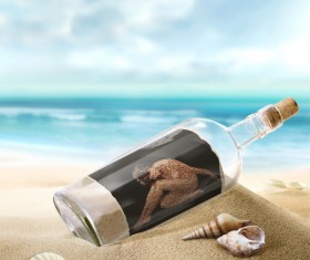 Creative aesthetic drift bottle Stock Photo