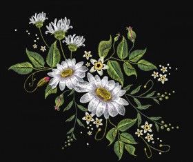Creative embroidery flowers vector material 03