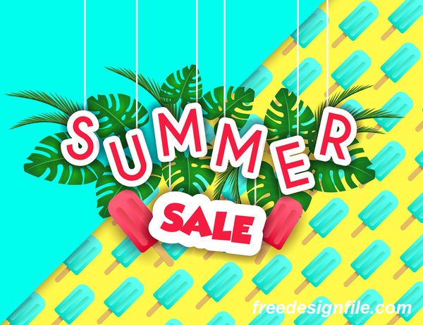 Creative summer sale poster template vectors 06