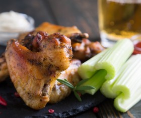 Crispy fried chicken with green onions HD picture