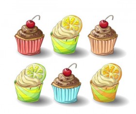 Cupcake design vector set 01
