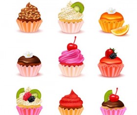 Cupcake design vector set 02