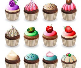 Cupcake design vector set 04