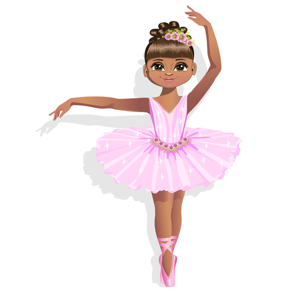 Cute ballerina in a pink tutu vector 02 free download