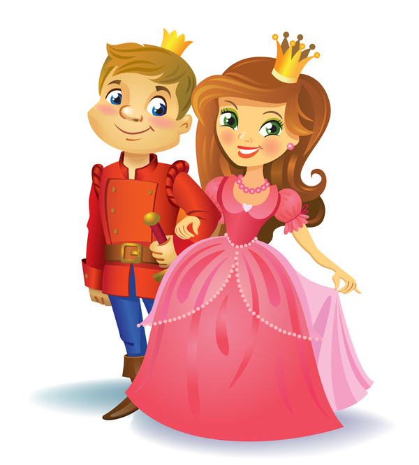 Cute prince and princess vector material free download