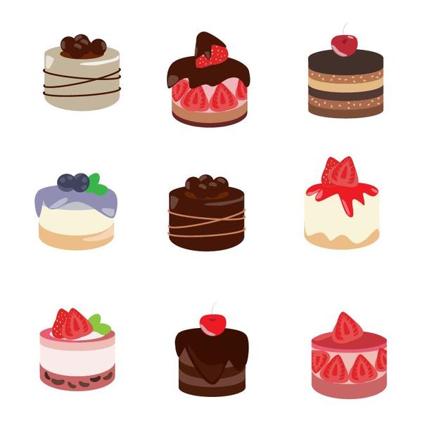 Cute small cake vector set