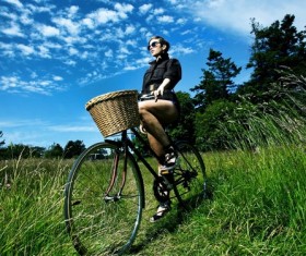 Cycling woman Stock Photo