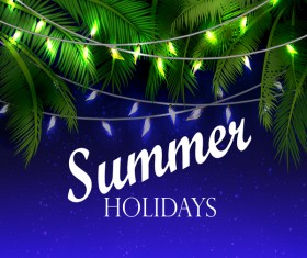 Decor lamp with palm and summer holiday background vector