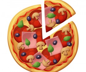 Delicious pizza design vector material 01