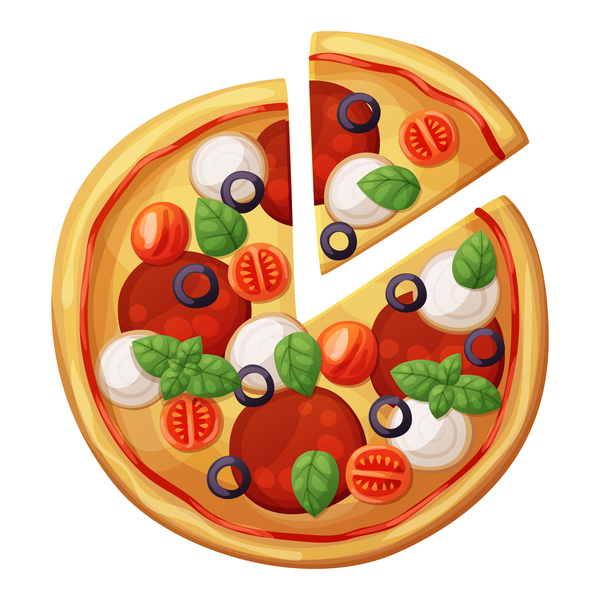 Delicious pizza design vector material 02