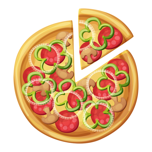 Delicious pizza design vector material 07