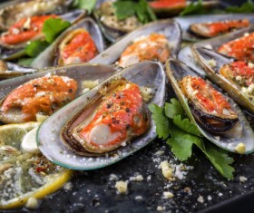 Delicious scallops Stock Photo