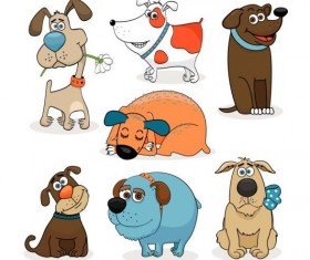 Dieffent dogs cartoon vector set