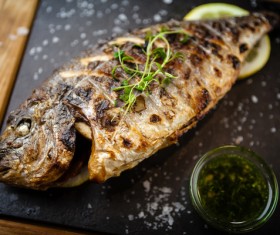 Different practices delicious fish dishes Stock Photo 04