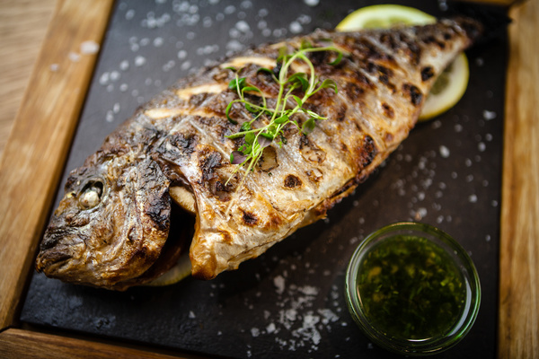Different practices delicious fish dishes Stock Photo 04