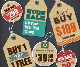 Discount sale tag retro styles vector 03