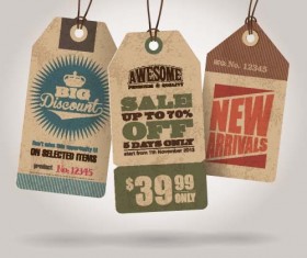 Discount sale tag retro styles vector 04