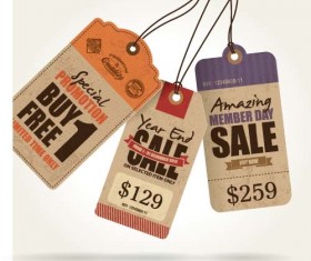 Discount sale tag retro styles vector 06