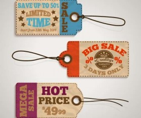 Discount sale tag retro styles vector 09