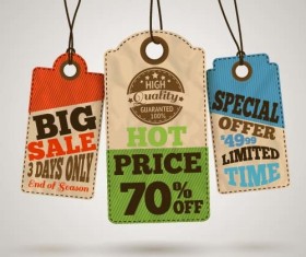 Discount sale tag retro styles vector 10