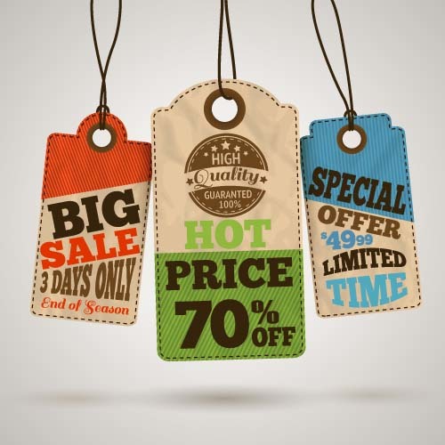 Discount sale tag retro styles vector 10 free download
