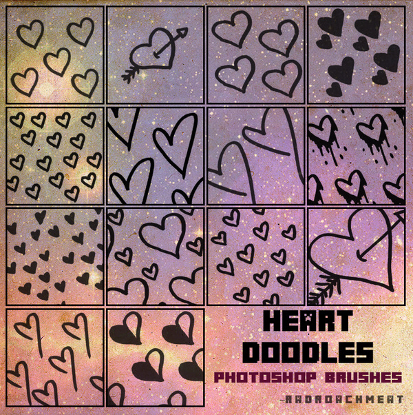 Doodle heart photoshop brushes