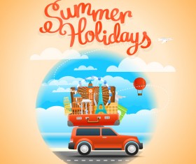 Drive car summer travel vector material