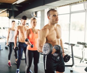 Dumbbell fitness men and women Stock Photo 04