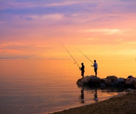 Dusk fishing Stock Photo