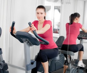 Dynamic cycling girl Stock Photo 02