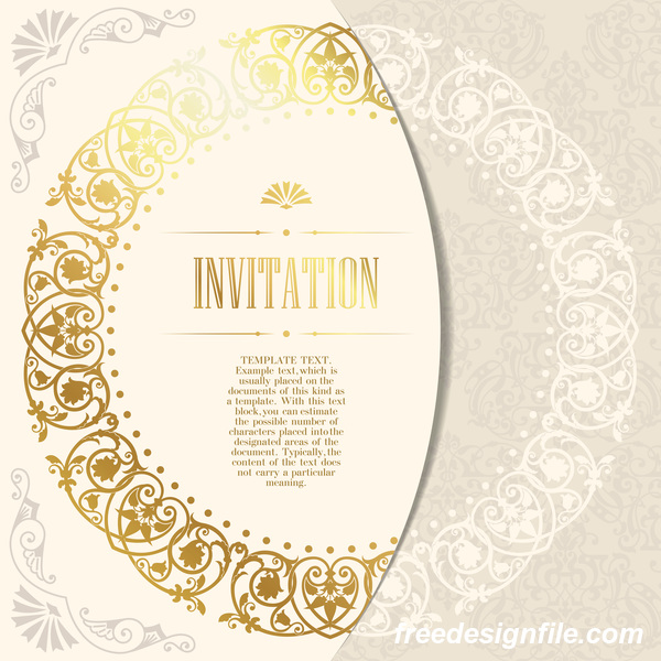 Elegant floral decor with invitation card vectors 04