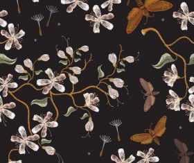 Embroidery flower seamless pattern vector