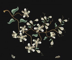 Embroidery white flower vector material