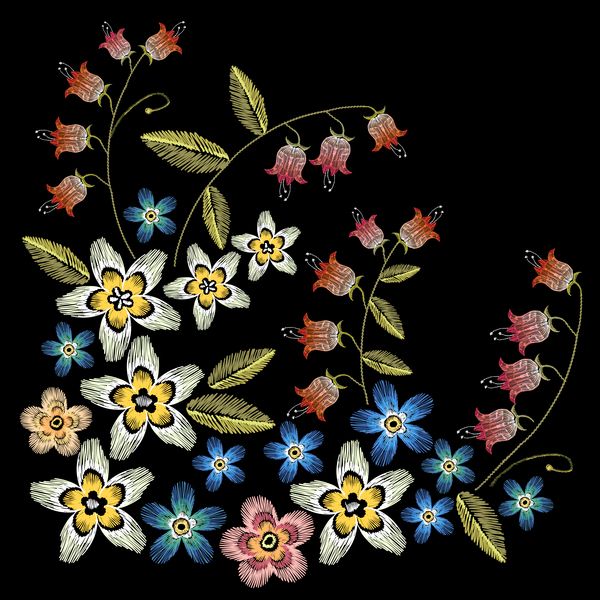Emrderty embroidery flower vector