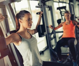 Equipment fitness girl Stock Photo