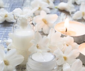 Essential oils and petals on the desktop Stock Photo 08