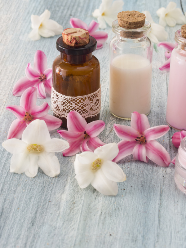 Essential oils and petals on the desktop Stock Photo 13