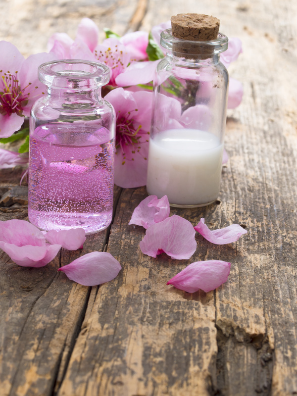 Essential oils and petals on the desktop Stock Photo 15