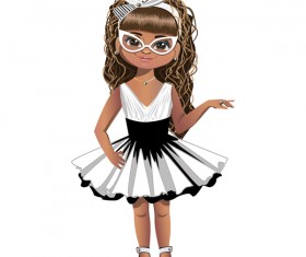 Fashion cartoon girl vector 02