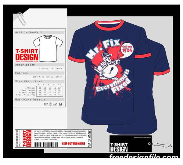Fashion t-shirt template design vector material 01