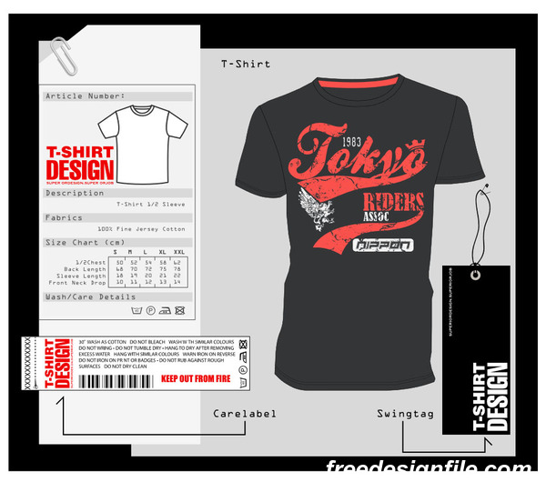Fashion t-shirt template design vector material 08