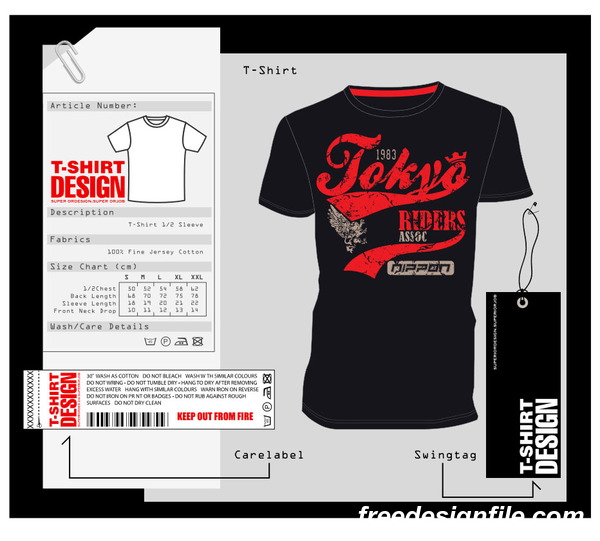 Fashion t-shirt template design vector material 11 free download