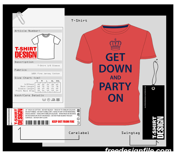 Fashion t-shirt template design vector material 12