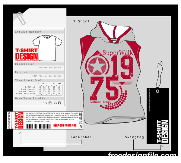 Fashion t-shirt template design vector material 14