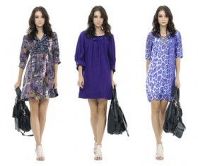 Fashionable girls wear different skirts Stock Photo