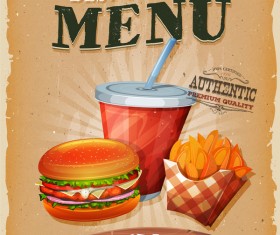 Fast food menu poster and barbecue retro vector 02