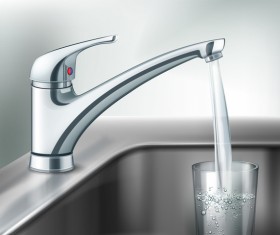 Faucet with glass cup vector
